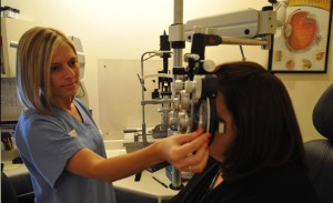 refracting as part of a routine eye exam