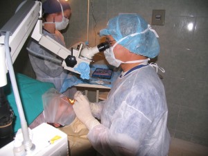 Dr. Wong performing cataract surgery